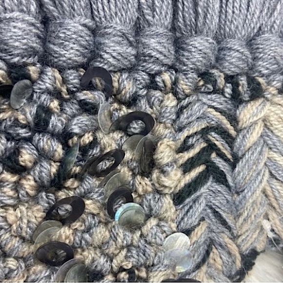 🆕 Anthropologie Milo Clutch Gray Fringe Embellished Sequin Bag New - Picture 4 of 7